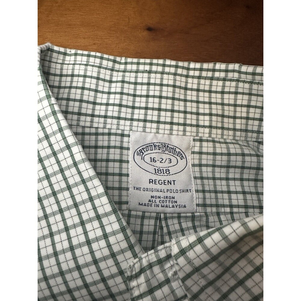 BROOKS BROTHERS Regent Non Iron Blue Green Checkered Shirt 16.5 -2/3